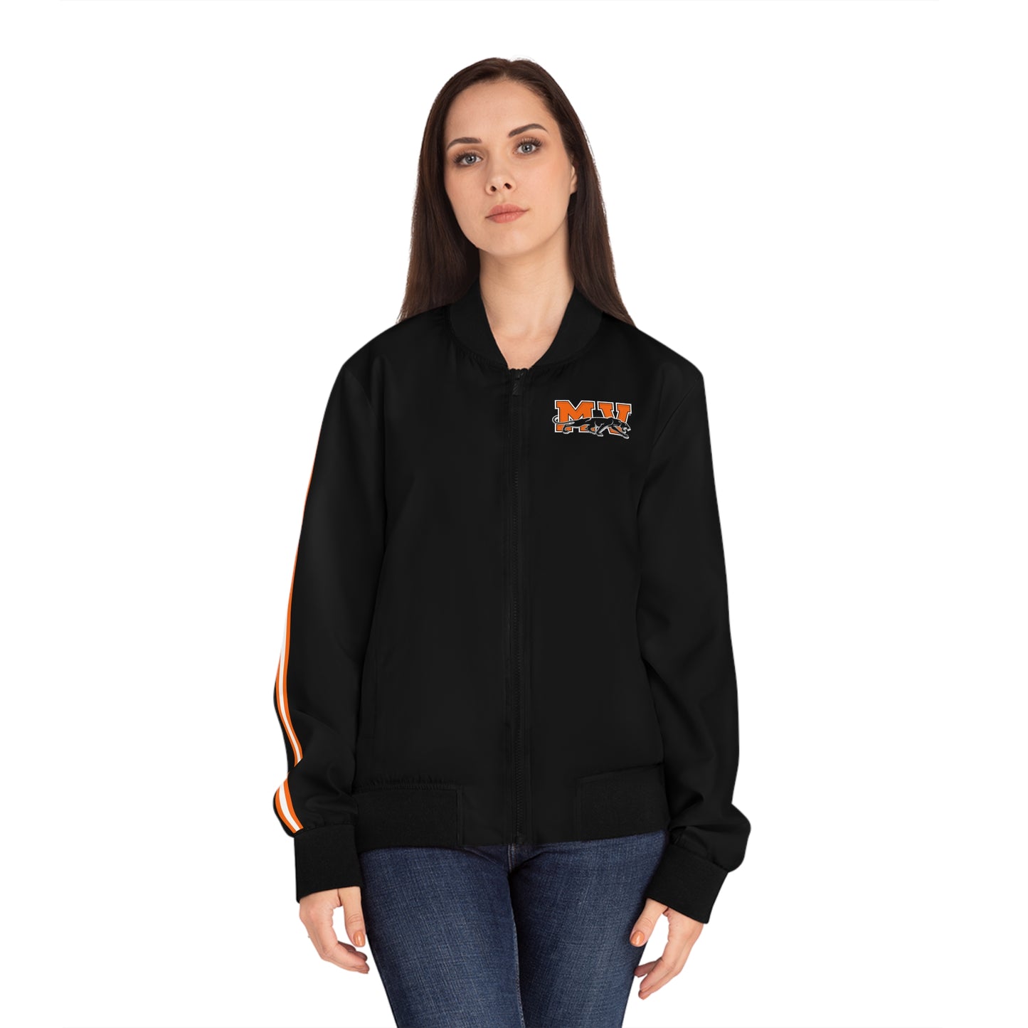 Women's Bomber Jacket | Striped Sleeves